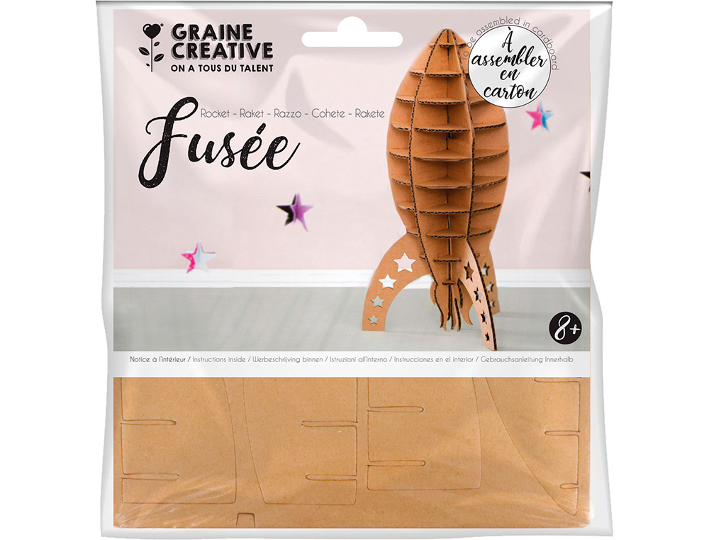 MAQUETTE FUSEE GRAINE CREATIVE CARTON A ASSSEMBLER  DECORER PERSONNALISER         150X150MM
