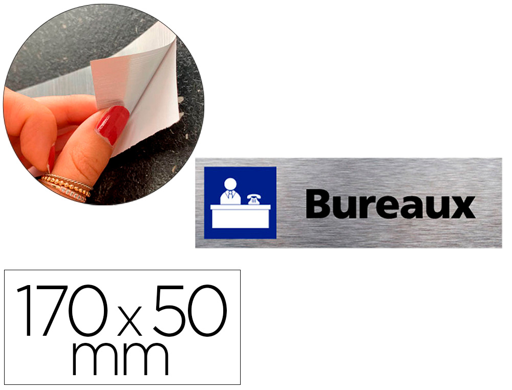 PLAQUE DE PORTE BUREAUX SIGNALETIQUE BIZ AVEC         PICTOGRAMME EN ALUMINIUM      BROSSE 3MM DOUBLE FACE