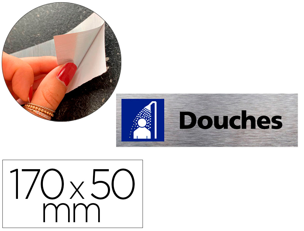 PLAQUE DE PORTE DOUCHES SIGNALETIQUE BIZ AVEC         PICTOGRAMME EN ALUMINIUM      BROSSE 3MM DOUBLE FACE