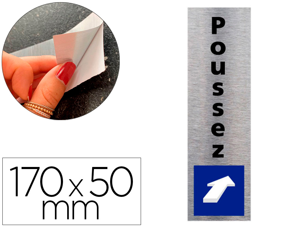 PLAQUE DE PORTE POUSSEZ SIGNALETIQUE BIZ AVEC         PICTOGRAMME SENS OUVERTURE    ALUMINIUM DOUBLE FACE