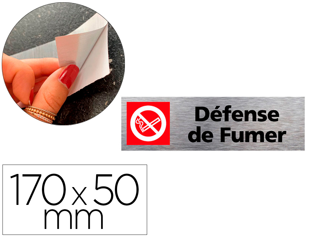 PLAQUE DE PORTE DEFENSE DE FUMER SIGNALETIQUE BIZ        PICTOGRAMME EN ALUMINIUM      BROSSE DOUBLE FACE