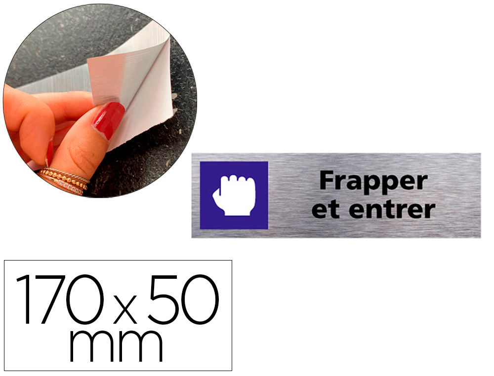 PLAQUE DE PORTE FRAPPEZ ET ENTREZ SIGNALETIQUE BIZ       PICTOGRAMME EN ALUMINIUM      BROSSE DOUBLE FACE