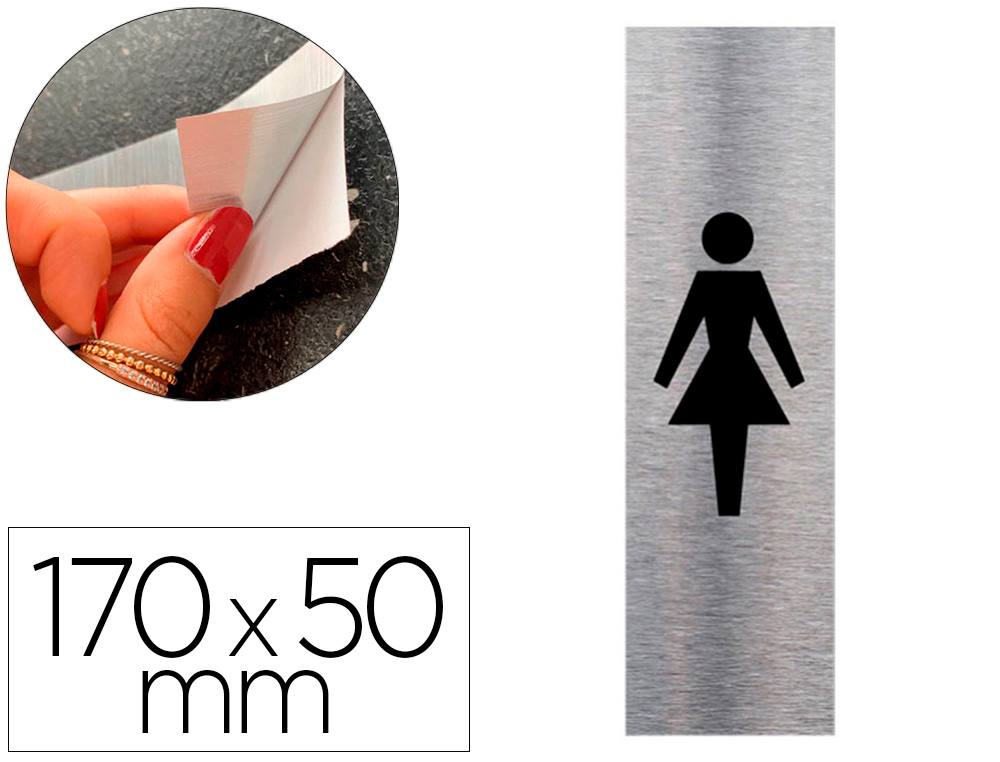 PLAQUE DE PORTE TOILETTES FEMME SIGNALETIQUE BIZ        PICTOGRAMME VERTICAL          ALUMINIUM BROSSE AUTOCOLLANT