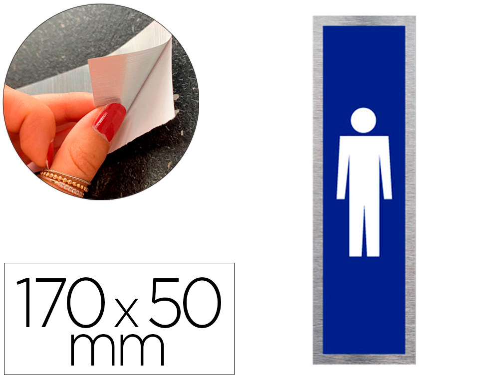 PLAQUE DE PORTE TOILETTES HOMME SIGNALETIQUE BIZ        PICTOGRAMME VERTICAL BLEU     ALUMINIUM BROSSE AUTOCOLLANT