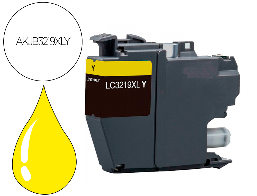 CARTOUCHE HYPERBURO JET ENCRE COMPATIBLE BROTHER LC3219XL JAUNE