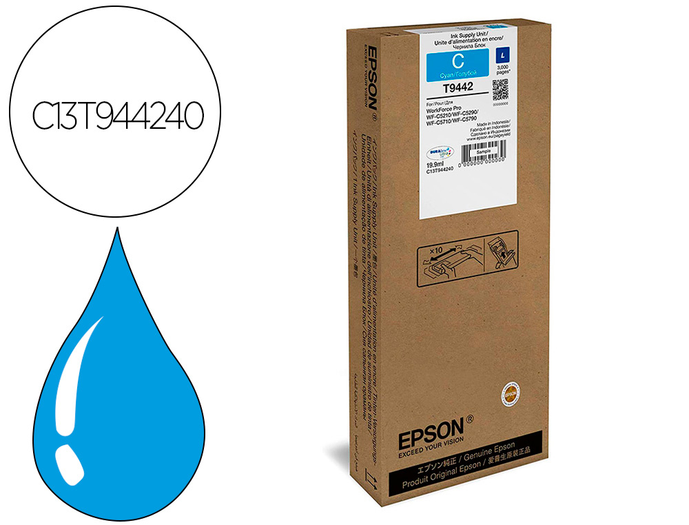 CARTOUCHE ENCRE  EPSON WF-C5XXX SERIES INK3000 CYAN