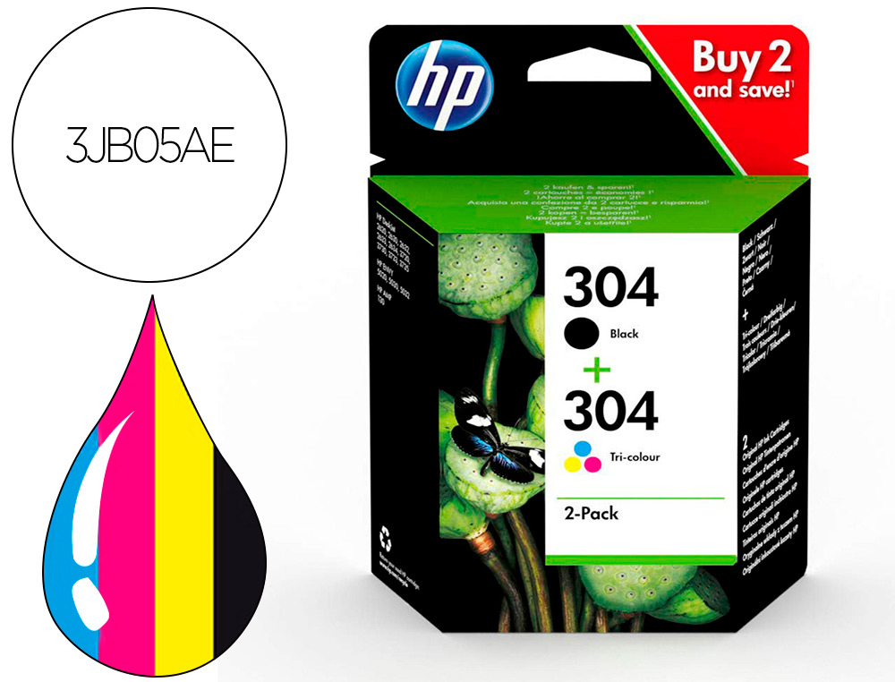 CARTOUCHE HP JET D'ENCRE 304 3JB05AE PACK 3 COULEURS