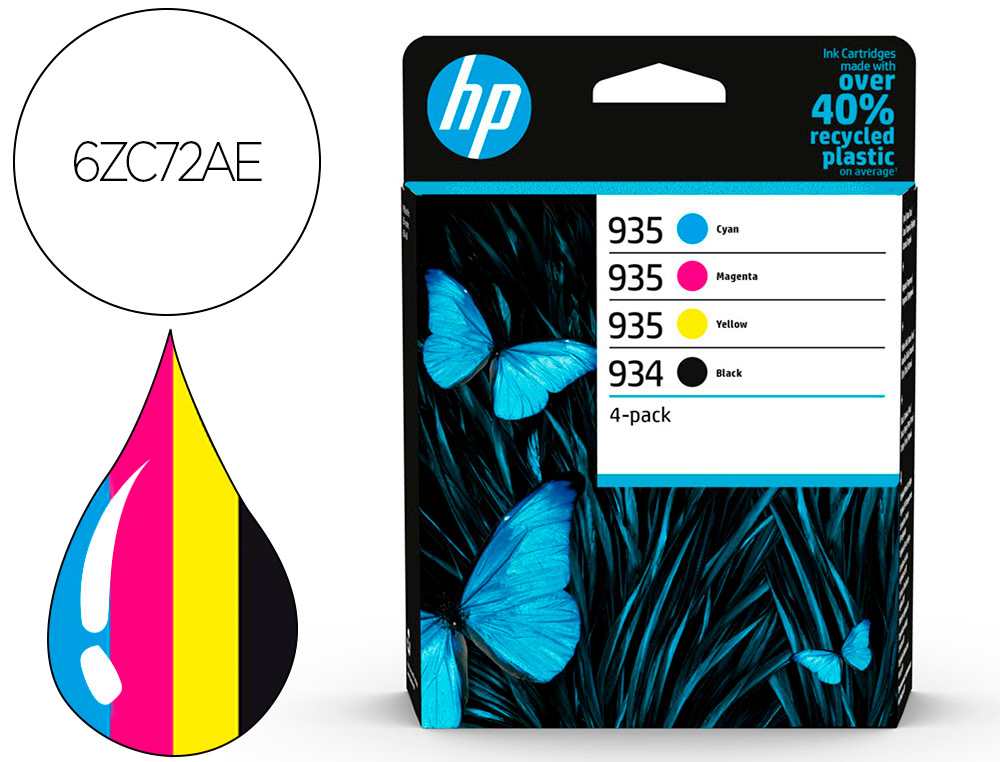 CARTOUCHE HP LASERJET 934/935 -Y 6ZC72AE  MULTI PACK NOIR/  CYAN/MAGENTA/JAUNE