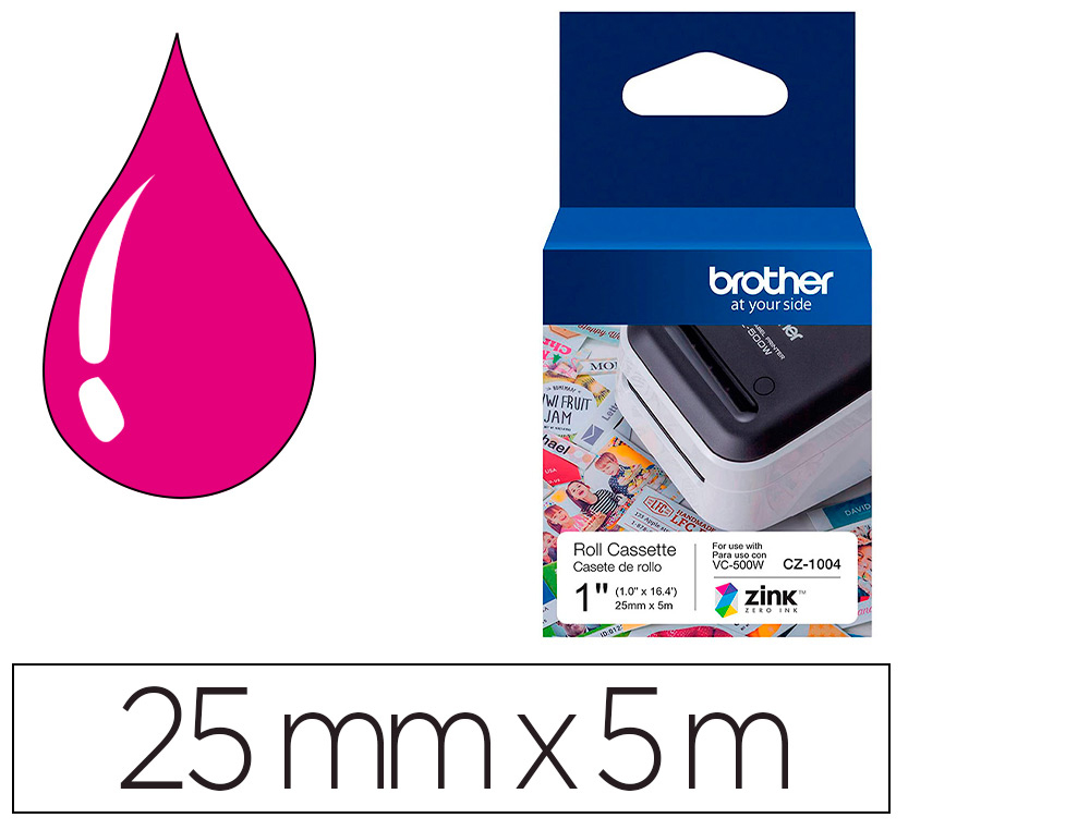 RUBAN BROTHER CZ1004 25MM/5M ETIQUETTE IMPRESSION COULEUR