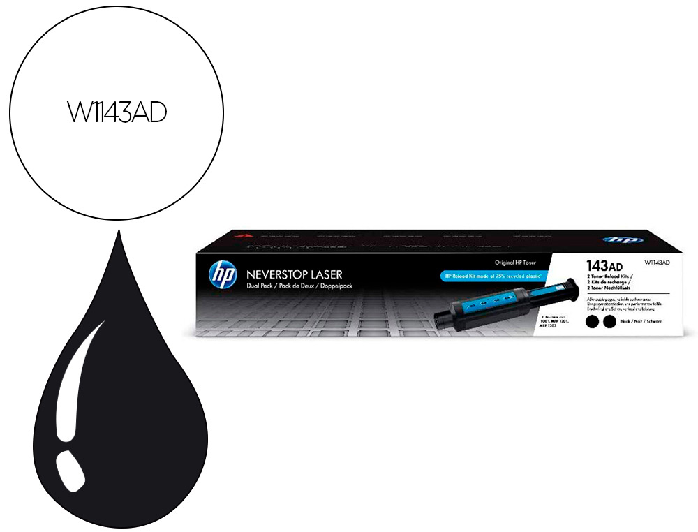 CARTOUCHE HP LASERJET 143AD COULEUR NOIR 2500 PAG PACK DE 2