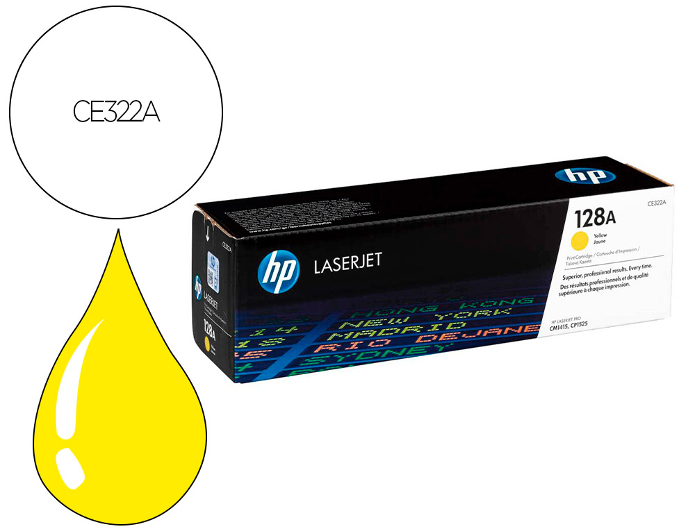 CARTOUCHE HP CE322A-128A COULEUR JAUNE 1300 PAG