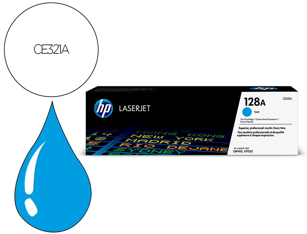 CARTOUCHE HP CE321A-HP128A COULEUR CYAN  1300 PAG