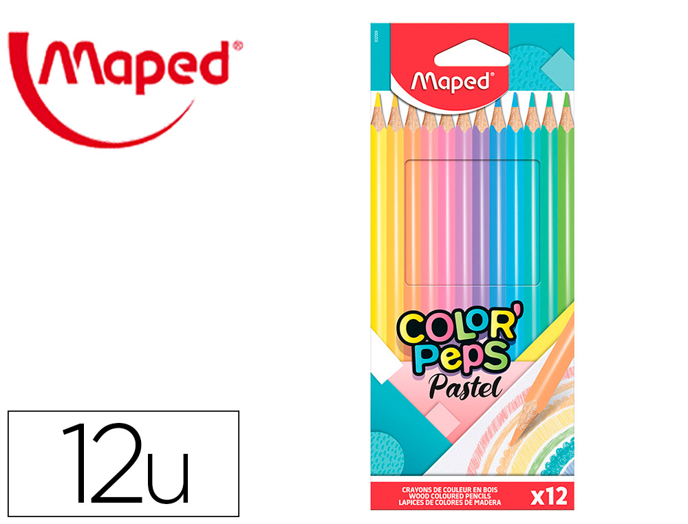 CRAYON COULEUR MAPED  COLOR' PEPS COULEUR PASTEL CARTON 12 UN
