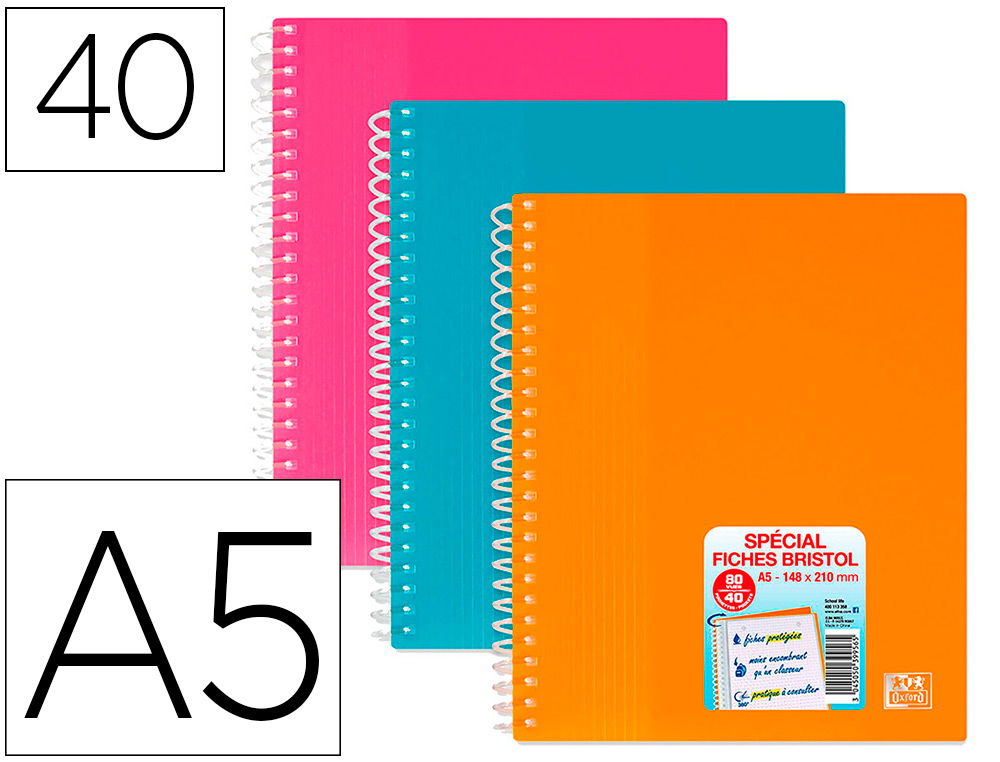 PROTEGE DOCUMENTS SPIRAL SCHOOL LIFE A5 40 POCHETTES   POLYPROPYLENE ASSORTI