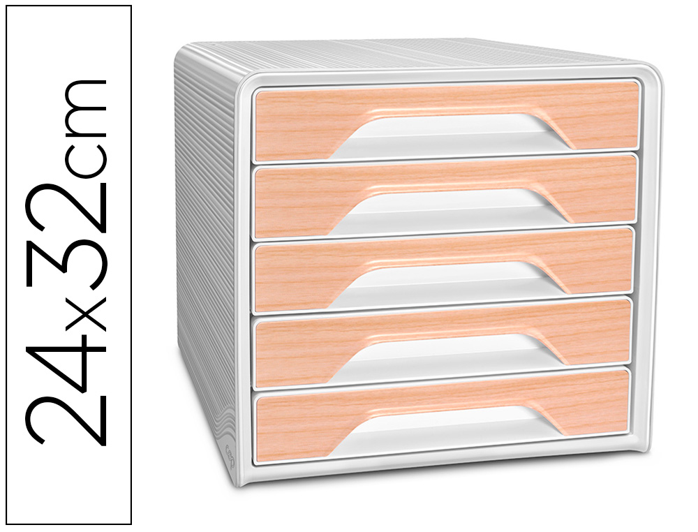 BLOC DE CLASSEMENT 5 TIROIRS SMOOVE FORMAT 24X32CM         SUPERPOSABLE BLANC / H TRE