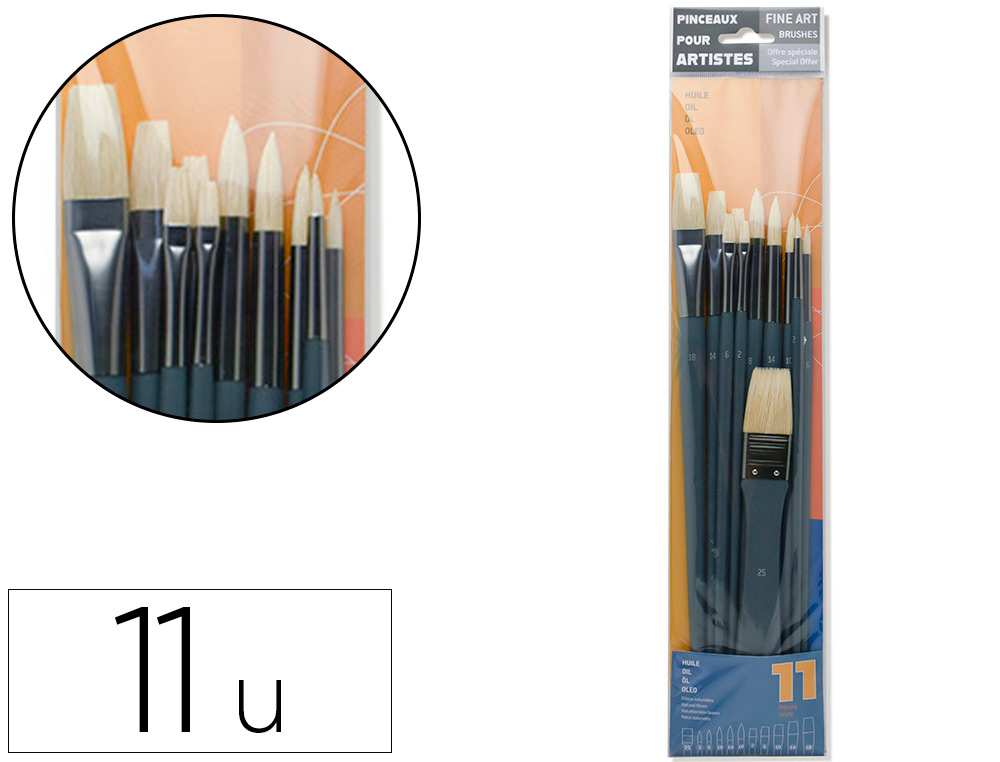 ETUI DE 11 PINCEAUX MAX SAUER A L'HUILE ASSORTIMENT