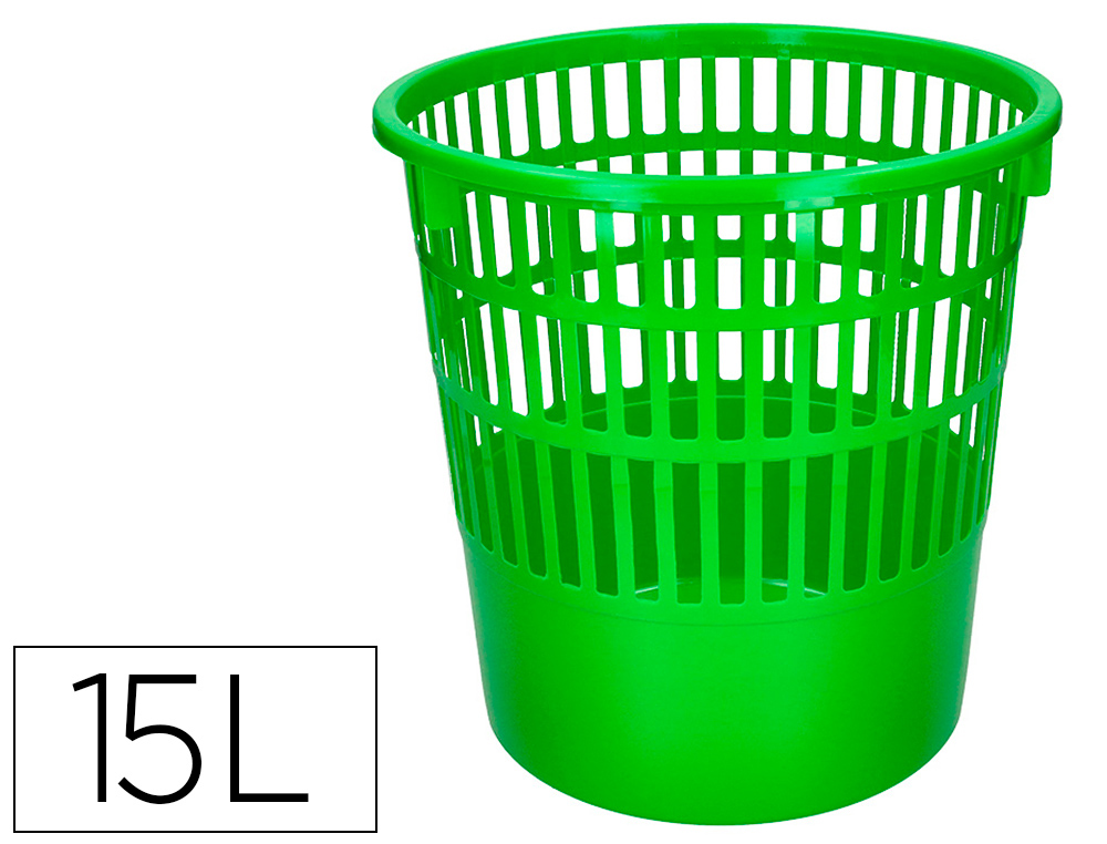 CORBEILLE PAPIER Q-CONNECT AJOUREE PLASTIQUE 15L         285X290MM COLORIS VERT