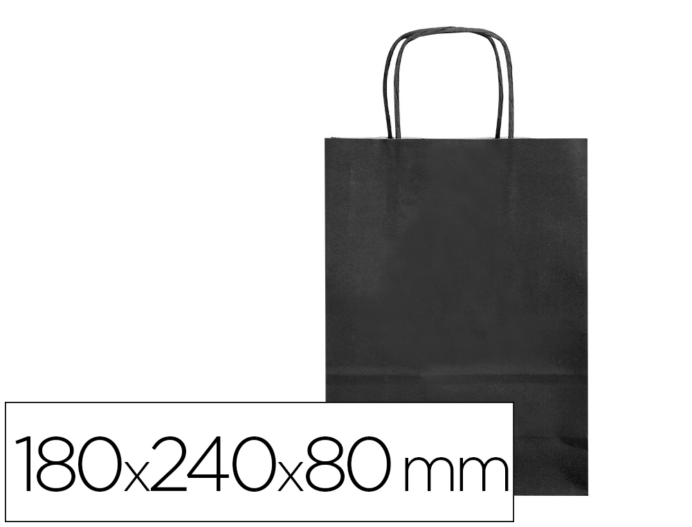 SAC PAPIER Q-CONNECT CELLULOSE XS ANSE TORSADEE    180X240X80MM COLORIS NOIR