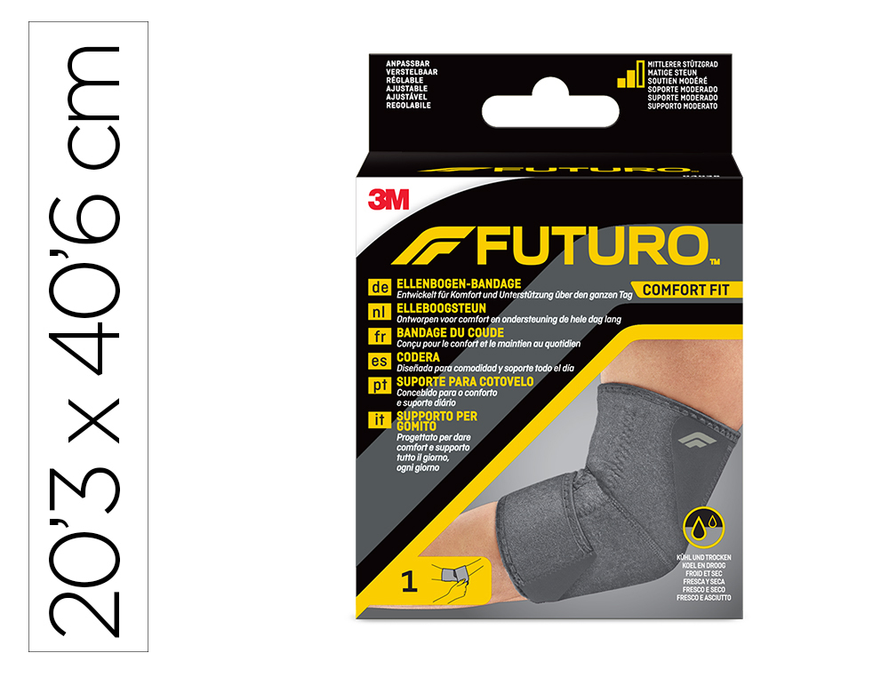 BANDAGE COUDE FUTURO COMFORT FIT REGLABLE 20,3-40,6CM      COLORIS GRIS