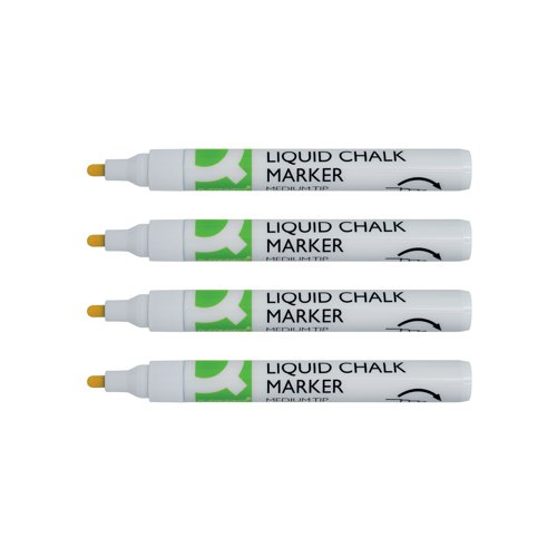 MARQUEUR Q-CONNECT CRAIE LIQUIDE POINTE RONDE TRACE    3MM COLORIS BLANC BOITE 4     UNITES