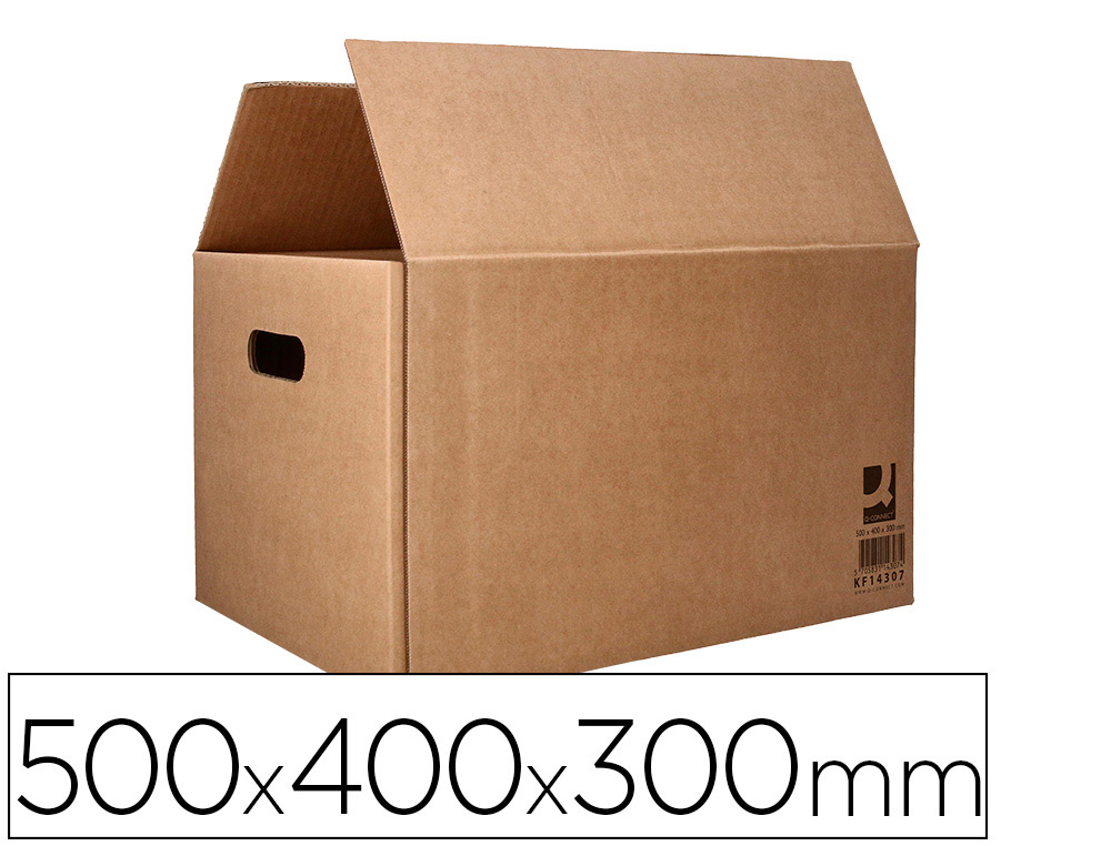 CAISSE AMERICAINE Q-CONNECT FOND AUTOMATIQUE ET POIGNEES  CARTON CANNELURE 5MM          500X400X300MM COLORIS KRAFT