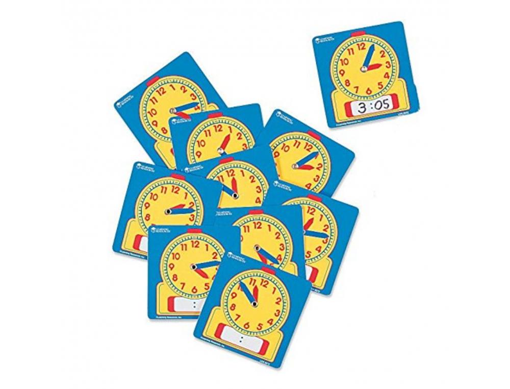 HORLOGES POLYPRO LEARNING RESOURCES PETITES HORLOGES    ANALOGIQUE ET NUMERIQUE       EFFACABLE 11X11 CM LOT DE 10