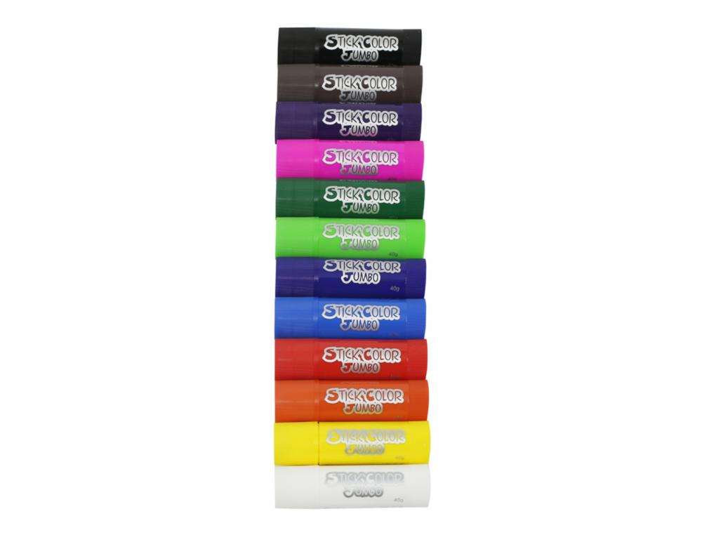 GOUACHE SOLIDE O COLOR STICK XXL SECHAGE ULTRA RAPIDE TOUS SUPPORTS 40G COLORIS ASSORTIS ETUI DE 12 UNITES