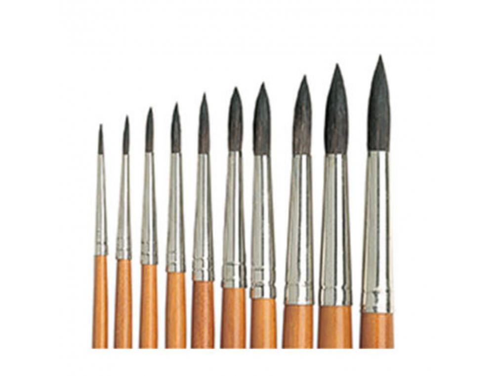 PINCEAU O'COLOR POILS PONEY N 24 IDEAL GOUACHE ET AQUARELLE VIROLE ALUMINIUM MANCHE       BOISLAQUE LOT 10 UNITES