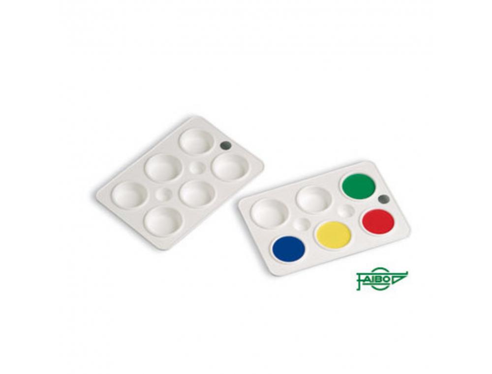 PALETTE RECTANGULAIRE 6 GODETS FAIBO PLASTIQUE SOUPLE INCASSABLE 22X15 CM