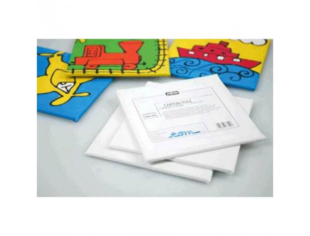 LOT DE CARTONS TOILES EPAIS 3 MM LIVRE SANS CHEVALET 10X10  CM 3 UNITES