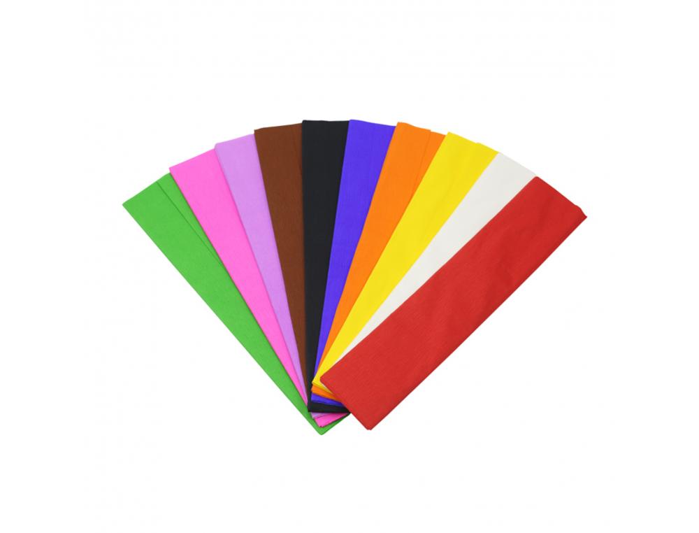 PAPIER CREPON O COLOR CREPAGE 40% 50X200CM 10 COLORIS       ASSORTIS PAQUET 10F