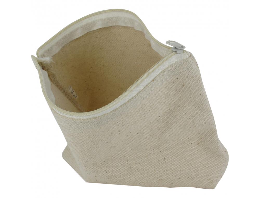 TROUSSE DE MAQUILLAGE OCOLOR FERMETURE ECLAIR COTON        COLORIS ECRU FORMAT 14X19CM   LOT DE 6 TROUSSES