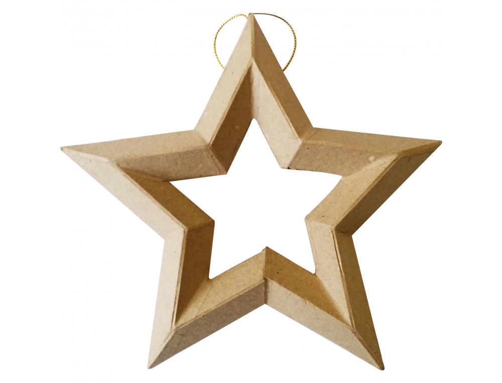 SUSPENSION ETOILE GRAINE CREATIVE CARTON NOEL          19X20X2,5CM