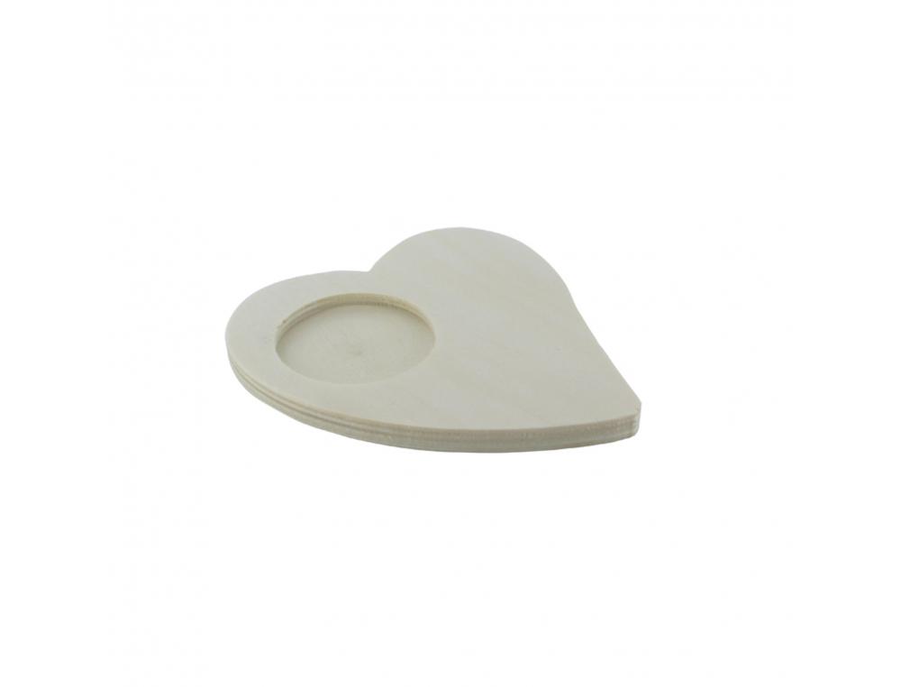 BOUGEOIR BOIS OCOLOR 11.5X10X0.7CM FORME COEUR     COLORIS NATUREL