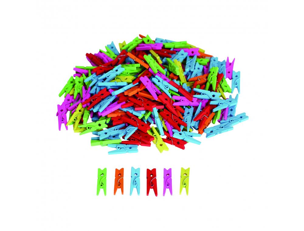 PINCE A LINGE BOIS INNSPIRO MINI 2.5CM 6 COLORIS ASSORTIS LOT DE 450
