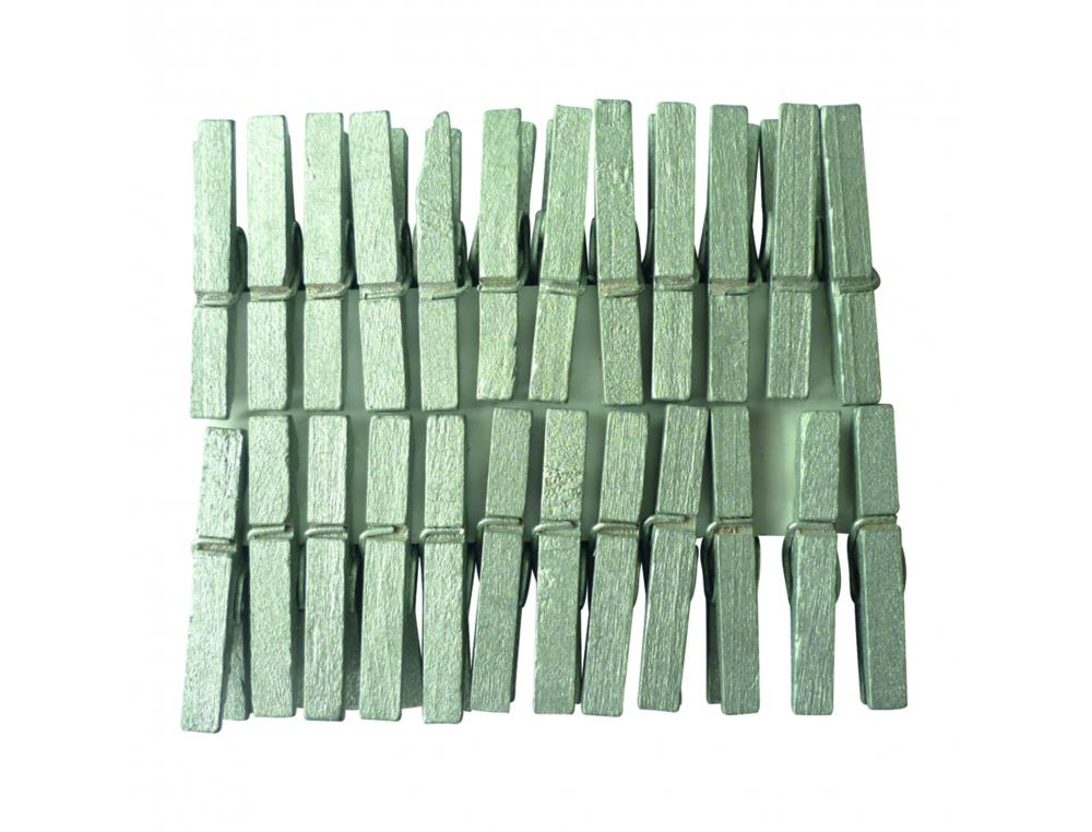 LOT MINI-PINCES GRAINE CREATIVE A LINGE 3CM 24       UNITES COLORIS ARGENT