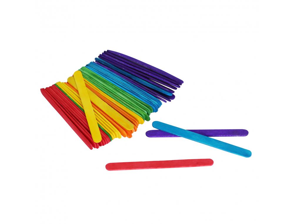 BATONNET BOIS PLAT OCOLOR 11.4CM COLORIS ASSORTIS LOT   DE 500