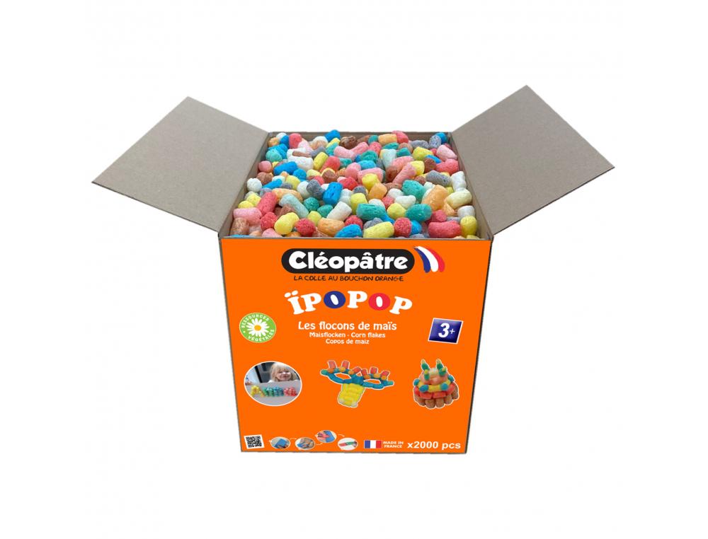 FLOCON DE MAIS CLEOPATRE IPOPOP 15MM + 1 EPONGE + 1    GUIDE COLORIS ASSORTIS PACK   DE 2000 FLOCONS