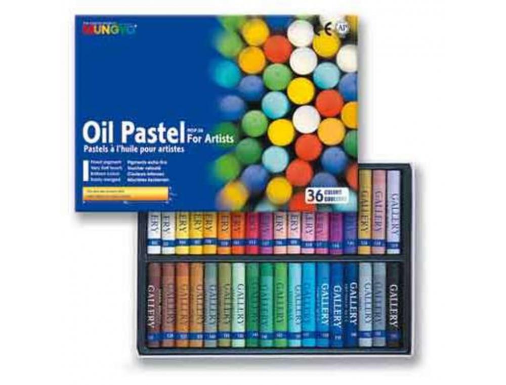 PASTELS A L'HUILE RONDS OZ MUNGYO BOITE 36 UNITES        COLORIS ASSORTIS