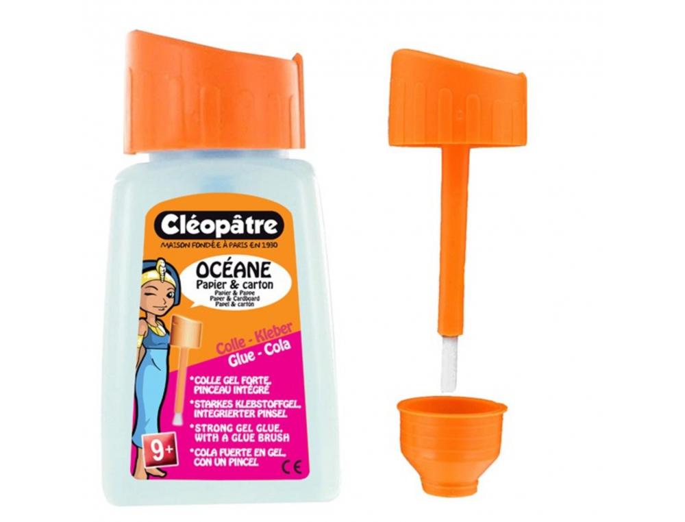COLLE OCEANE CLEOPATRE SANS SOLVANT PAPIER CARTON BOUCHON PINCEAU COLORIS BLEU FLACON   DE 80G