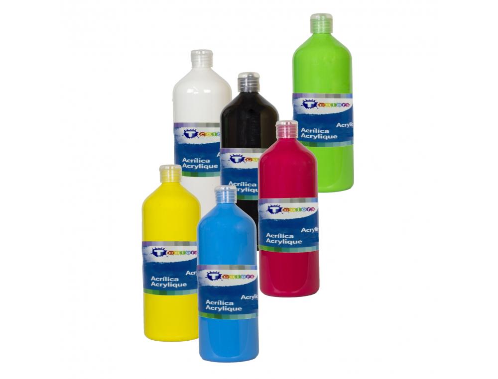 PEINTURE ACRYLIQUE TCOLORS MULTISUPPORTS SECHAGE RAPIDE  500ML COLORIS JAUNE