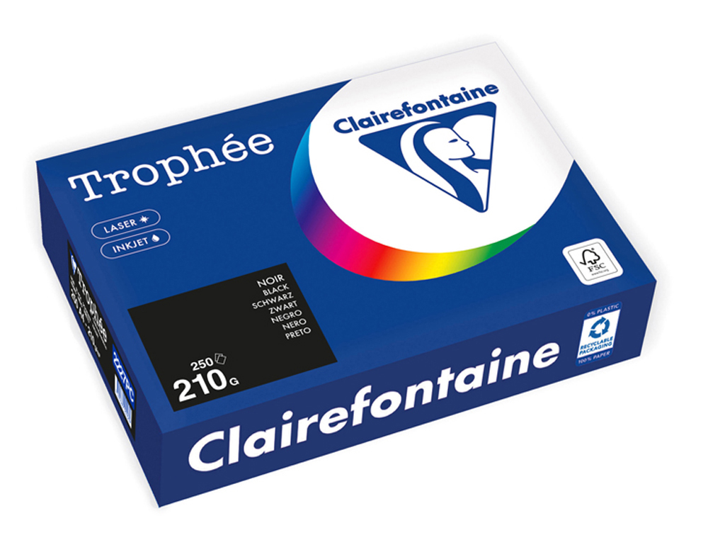 RAMETTE CLAIREFONTAINE PAPIER 250 FEUILLES A4 210G 21X29 CM COLORIS NOIR