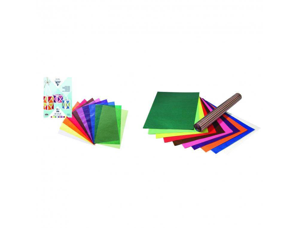 PAPIER VITRAIL CLAIREFONTAINE 20X30CM COLORIS ASSORTIS      PAQUET 10 FEUILLES