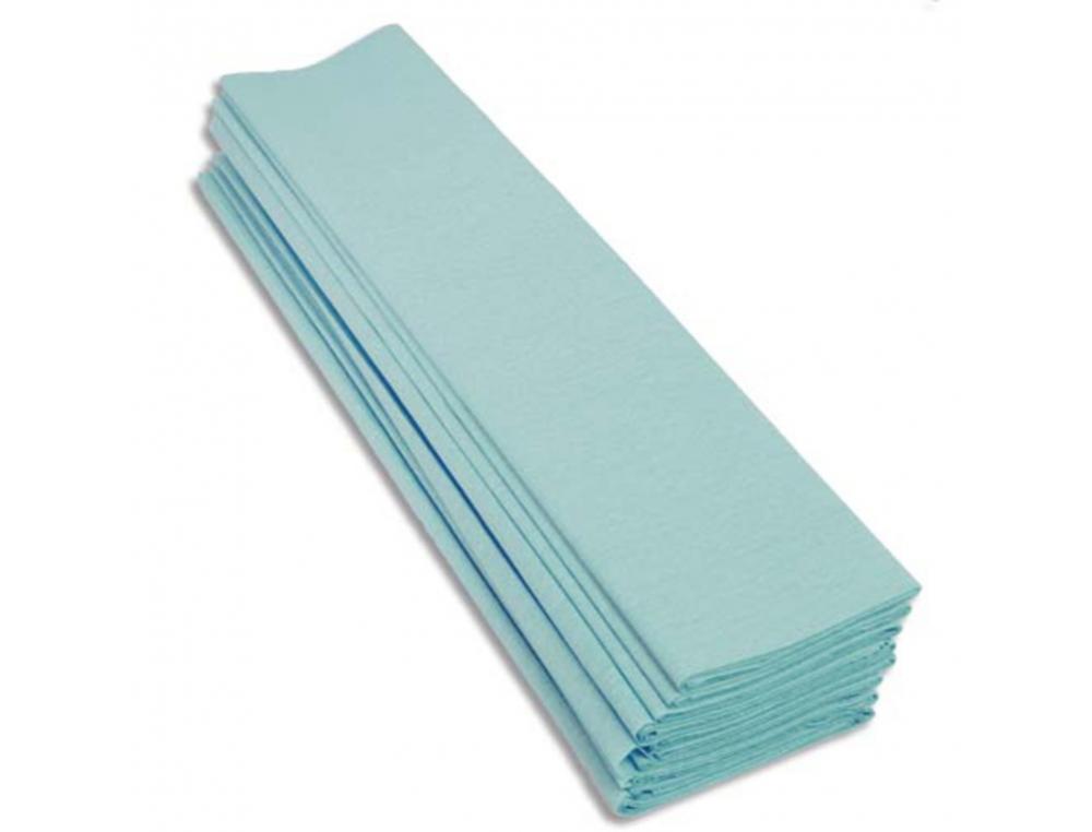 PAPIER CREPON CLAIREFONTAINE STANDARD 0,5X2M CREPAGE 40%   COLORIS TURQUOISE PAQUET 10   FEUILLES