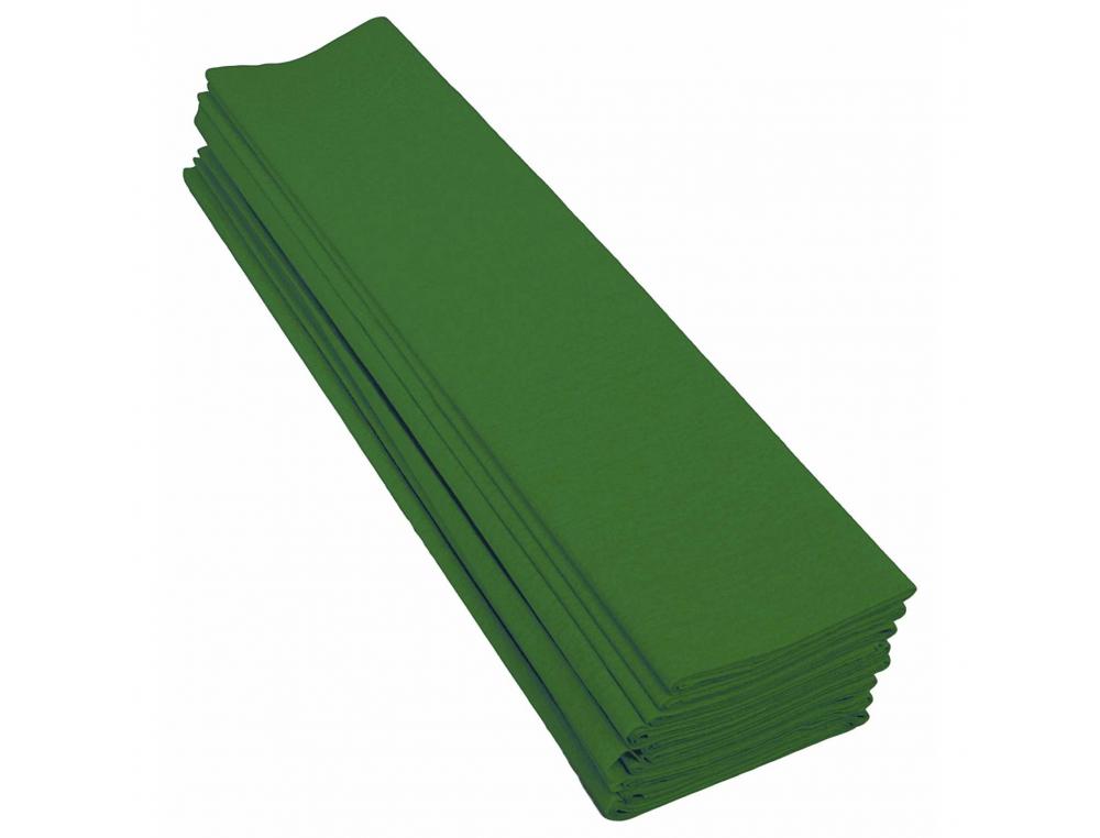 PAPIER CREPON CLAIREFONTAINE STANDARD 0,5X2M CREPAGE 40%   COLORIS VERT FONCE PAQUET 10  FEUILLES