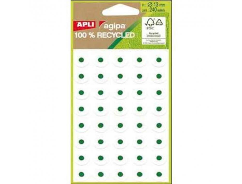 OEILLETS ADHESIFS PAPIER BLANC RECYCLE 240 UNITES