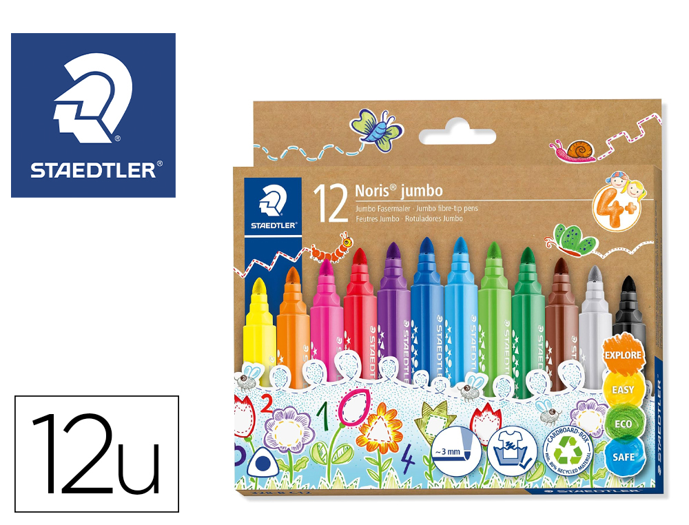 FEUTRES STAEDTLER JUMBO 328 COLORIS ASSORTIS POCHETTE DE  12