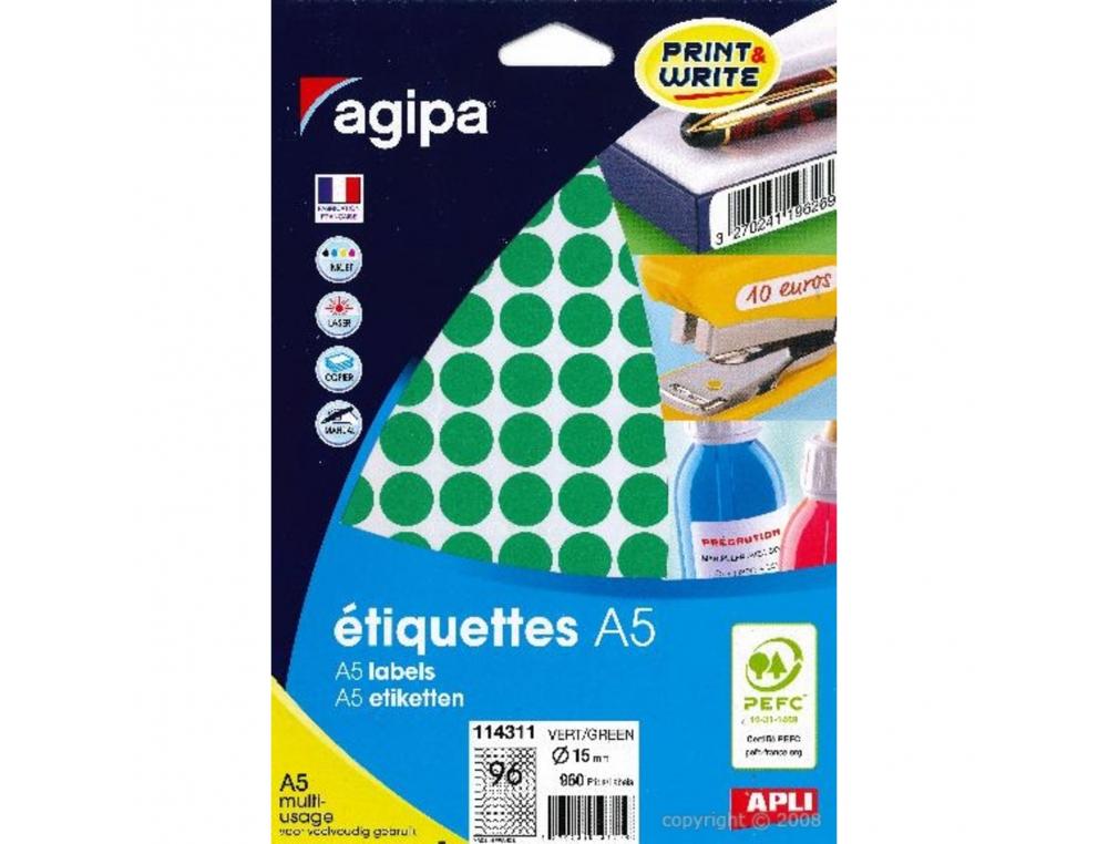 PASTILLES MULTI-USAGE 15MM POCHETTE DE 10 COLORIS VERT   960 UNITES