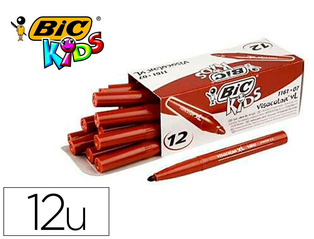 FEUTRE BIC KIDS VISACOLOR XL ENCRE LAVABLE POINTE LARGE    BLOQUEE COLORIS BRUN