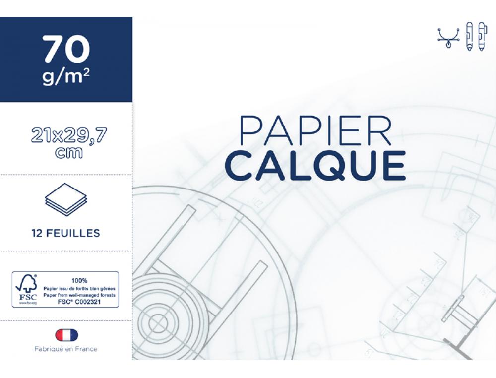 PAPIER CALQUE CLAIREFONTAINE 1ER PRIX 21X29,7CM 70G        POCHETTE 12 FEUILLES